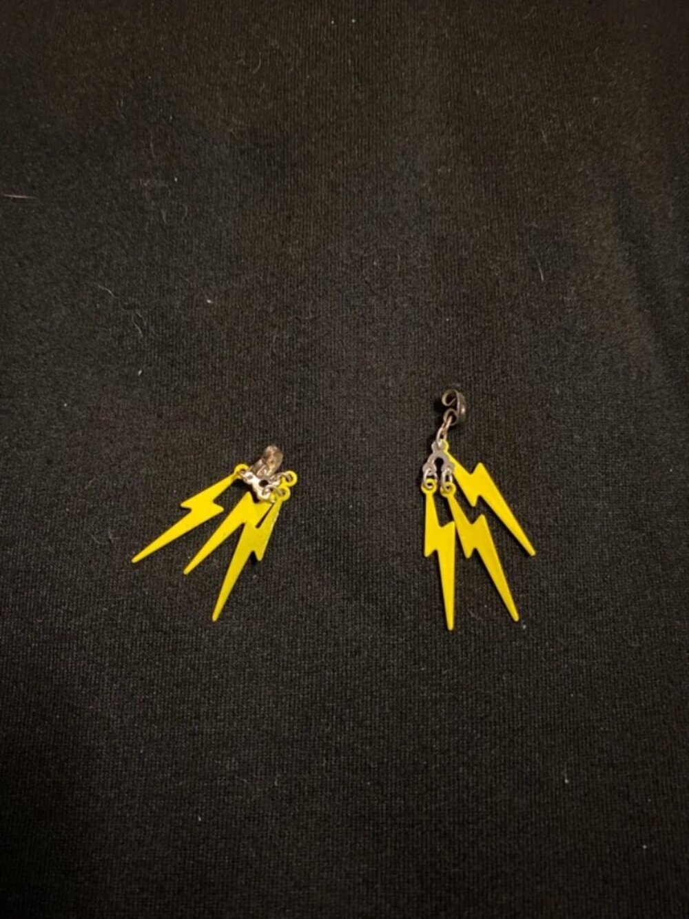 Yellow lighting bolt earrings